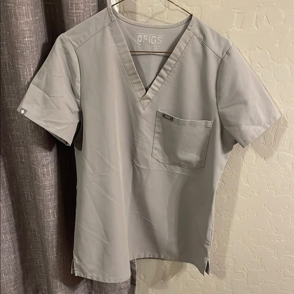 Women’s Figs Light Gray V-Neck Scrub Top